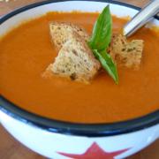 Creamy Tomato Soup with Garlic-Herb Croutons (GF, DF)