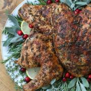 Herb-Stuffed Roasted Spatchcock Turkey