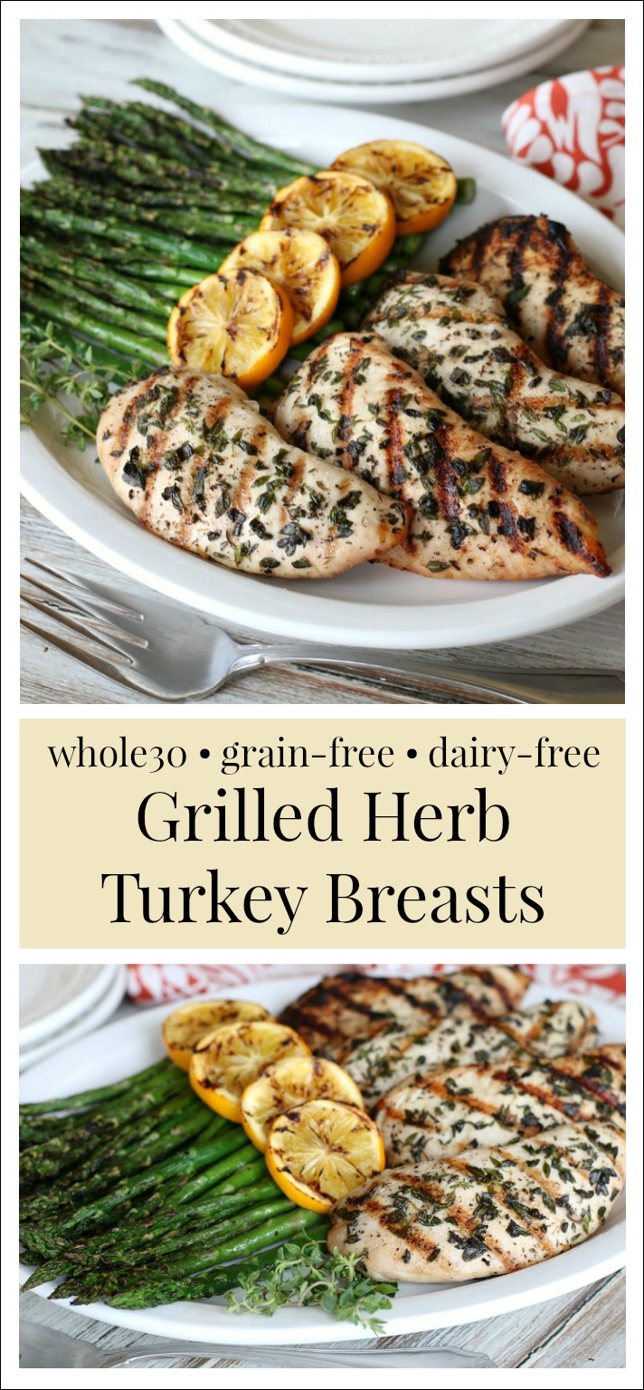 These easy Grilled Herb Turkey Breasts offer you & your family a change to the usual chicken dinner. So easy to make for a weeknight dinner!