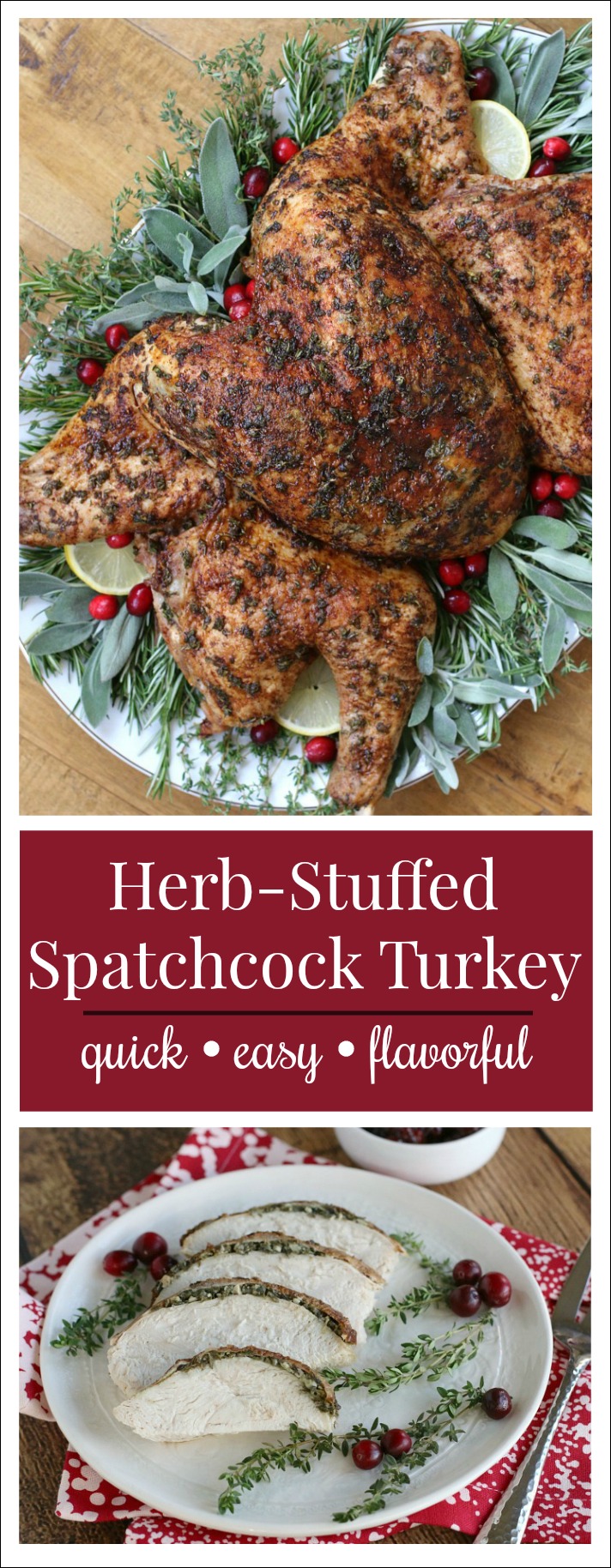 Herb-Stuffed Roasted Spatchcock Turkey
